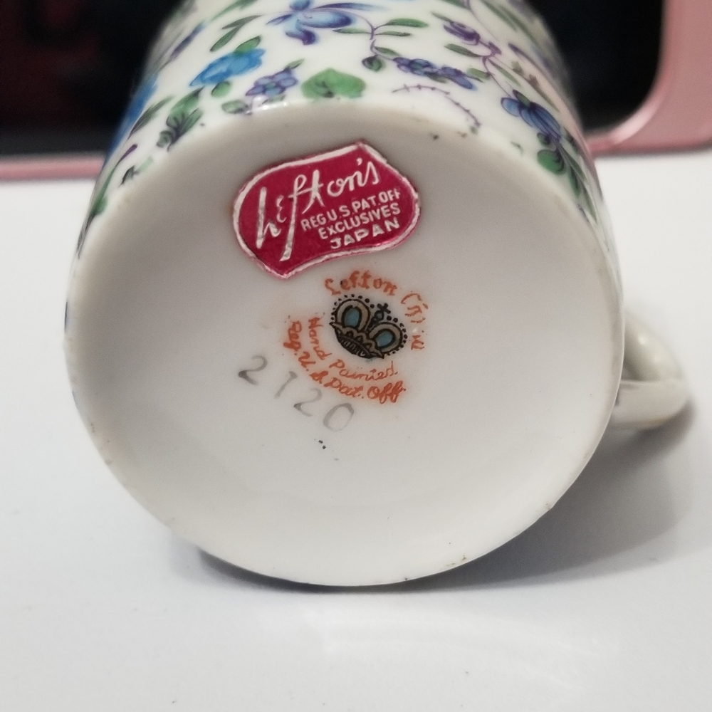 Lefton 2120 Floral Blue Green Purple Cup With Gold Accent - Picture 2 of 6